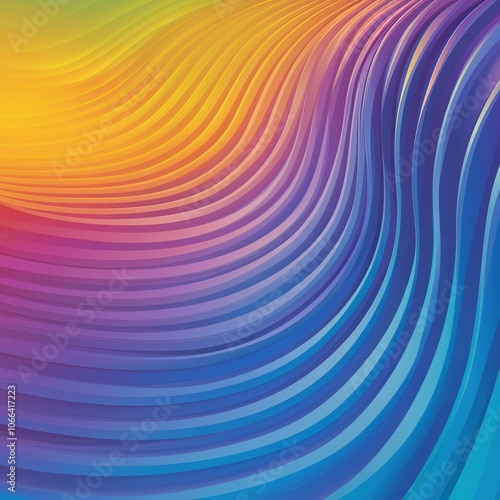 Abstract Blue and Yellow Curved Lines Background.