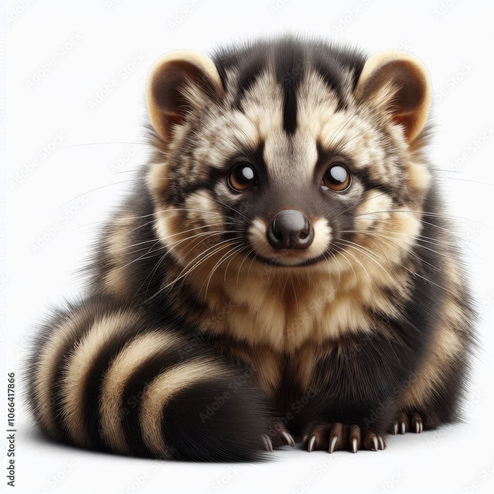 Fototapeta premium Afghan Palm Civet isolated on a white background 1