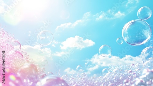 A serene sky with bubble floating above gentle wave, evoking a sense of tranquility and joy.