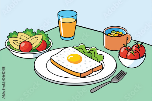 3 dat the breakfast table a plate filled with white background