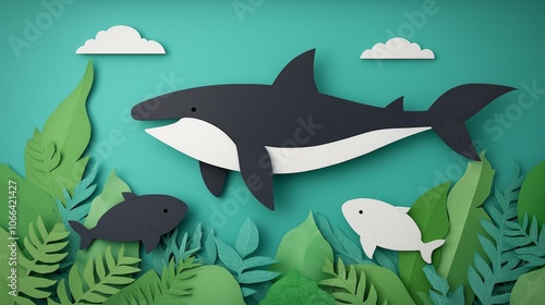 Creative Paper Cut Scene of Sea Creatures