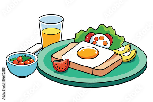 3 dat the breakfast table a plate filled with white background photo