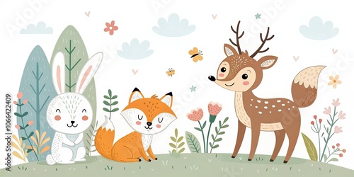 minimalist cute cartoon wildlife background