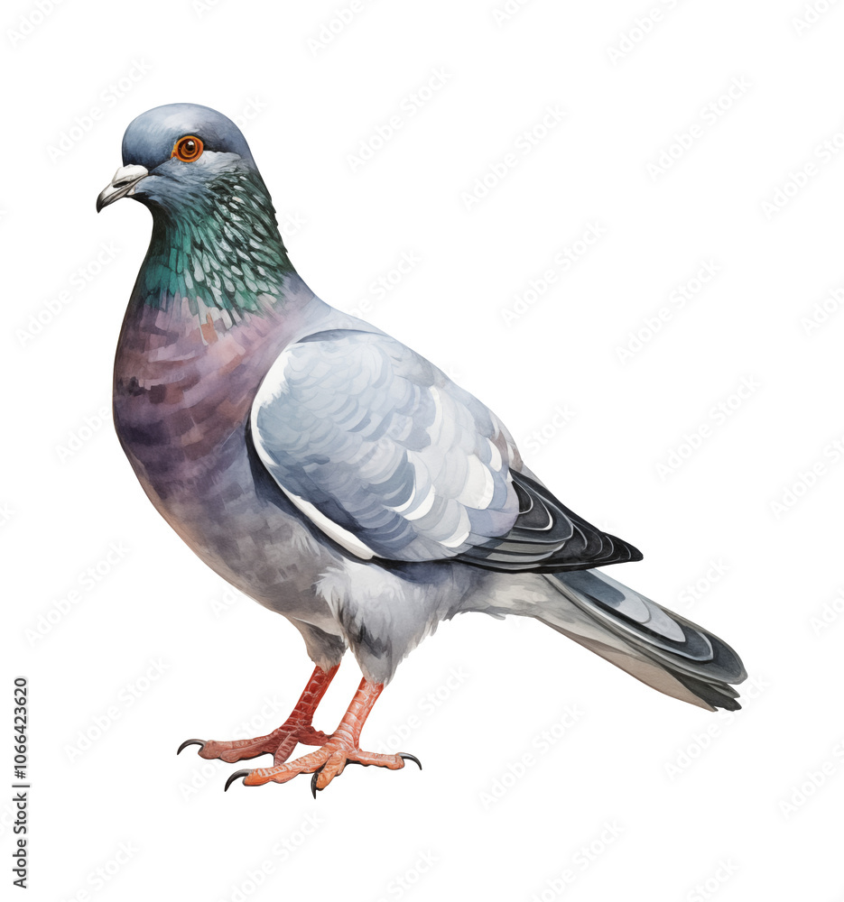 Naklejka premium Rock pigeon watercolor illustration