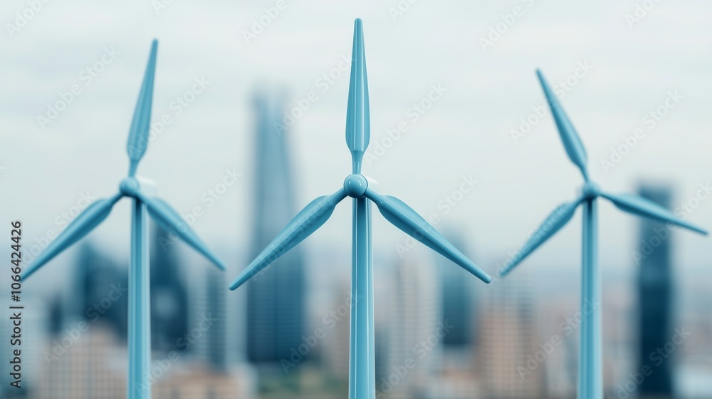 Wind Turbines Over Urban Environment Wind Turbines Over Urban Environment