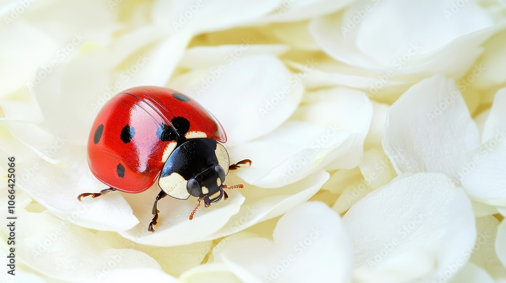 Obraz premium Explore the fascinating life of ladybugs as they enhance garden beauty among delicate petals