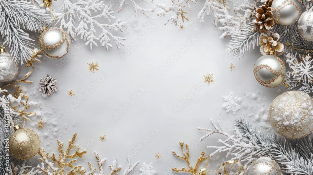 Fototapeta premium Weihnachtskarte Banner mit schÃ¶ner Weihnachtsdekoration. Platz fÃ¼r eigenenen Text. Werbebanner oder Poster