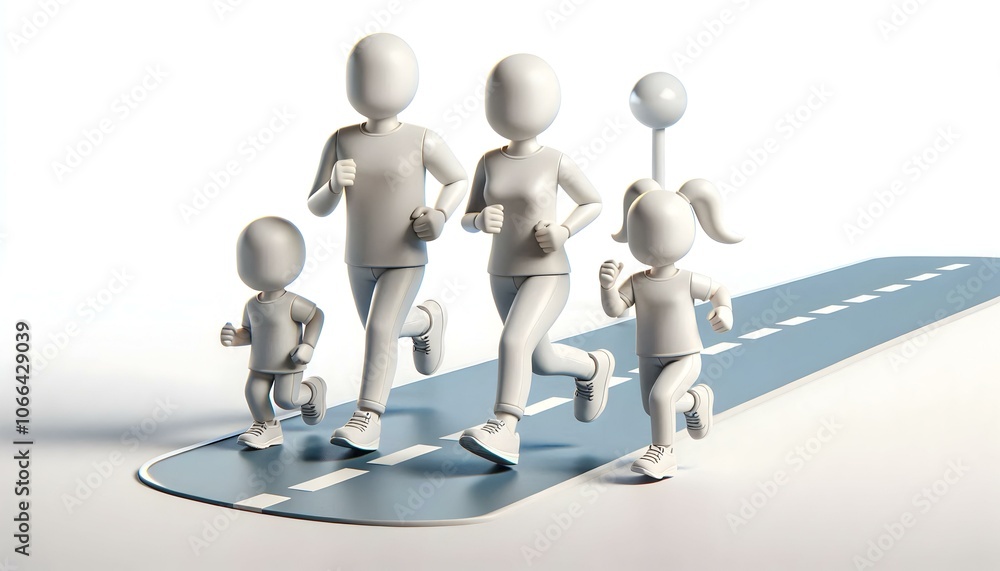 3D Candid Family Jogging Outdoors Fitness Scene Family Time Healthy Lifestyle Promotion Icon White Background 3D Candid Family Jogging Outdoors Fitness Scene Family Time Healthy Lifestyle Promotion Icon White Background