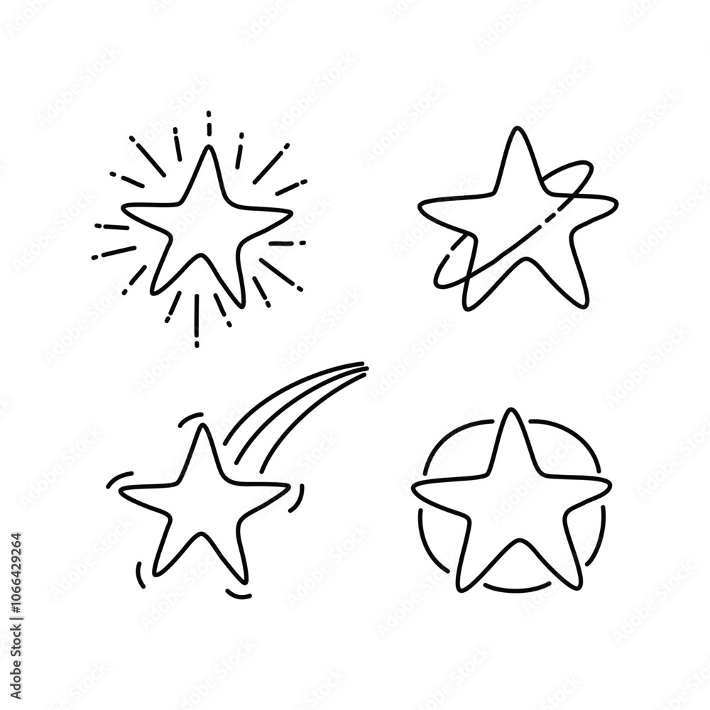 Hand drawn doodle stars with different style isolated. Hand drawn doodle stars with different style isolated.