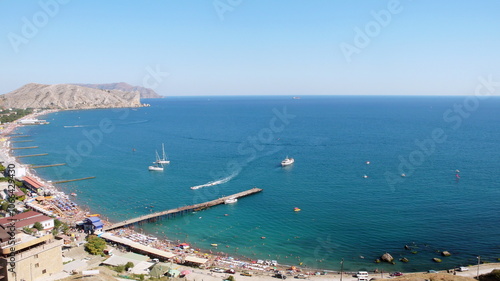 view of the sea beach from a high mountain