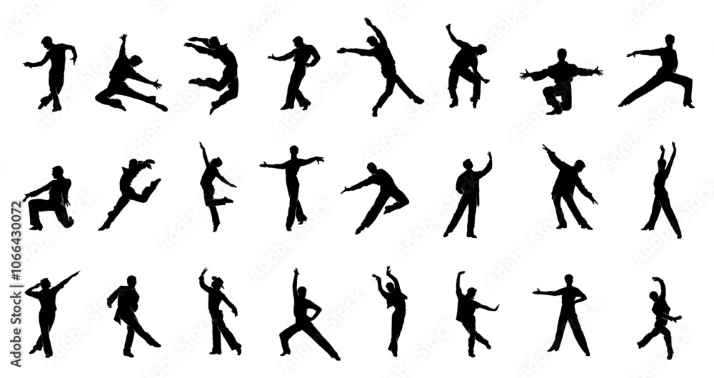 Collection of Dynamic Dance Silhouettes in Motion Collection of Dynamic Dance Silhouettes in Motion