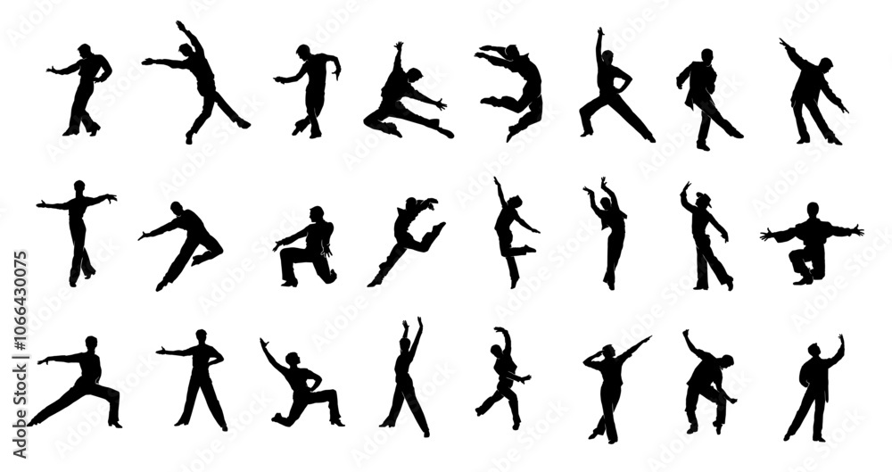 Collection of Dynamic Dance Silhouettes in Motion Collection of Dynamic Dance Silhouettes in Motion