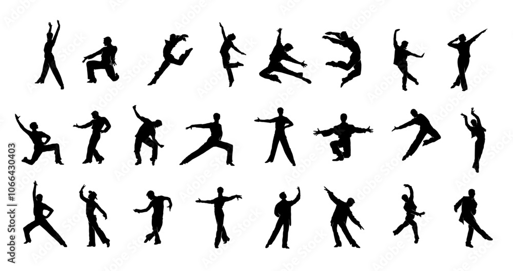 Collection of Dynamic Dance Silhouettes in Motion Collection of Dynamic Dance Silhouettes in Motion