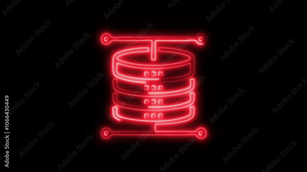 Glowing Database Icon and Symbol in HD Video Neon Animation on Black Background Glowing Database Icon and Symbol in HD Video Neon Animation on Black Background