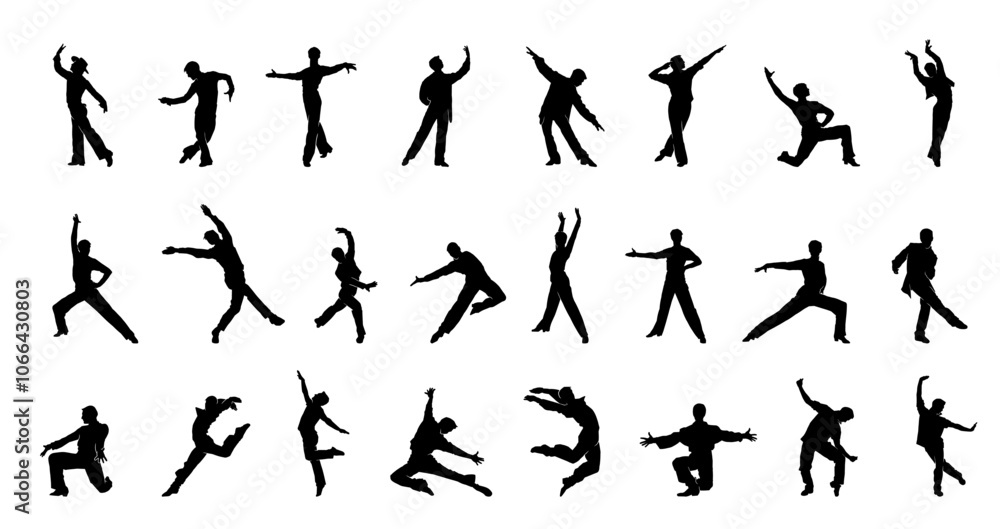 Collection of Dynamic Dance Silhouettes in Motion Collection of Dynamic Dance Silhouettes in Motion