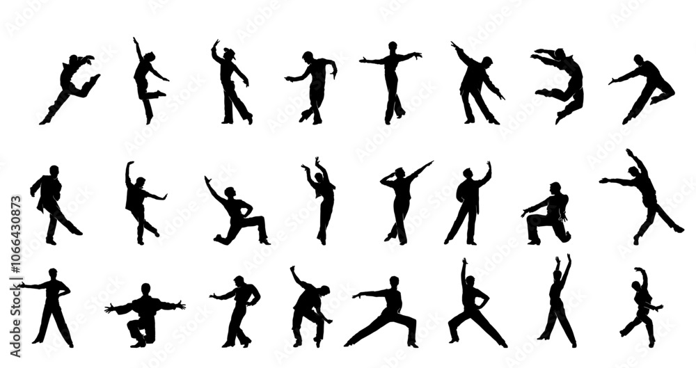 Collection of Dynamic Dance Silhouettes in Motion Collection of Dynamic Dance Silhouettes in Motion
