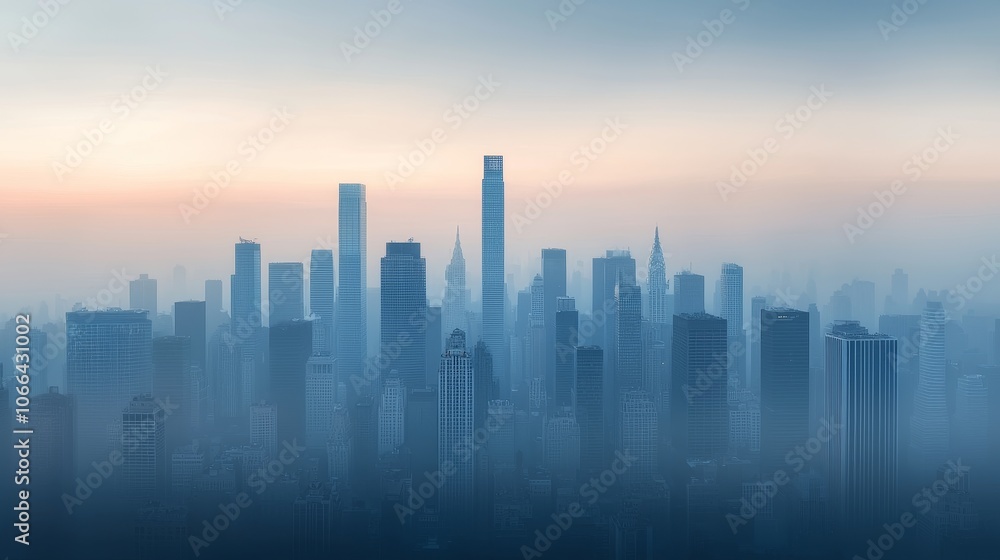 Urban Skyline Blurred by Smog and Pollution Urban Skyline Blurred by Smog and Pollution