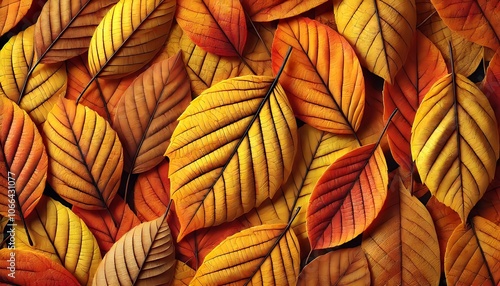 A stunning image of autumn leaves, capturing their vibrant colors as they blanket the ground in warm, rich shades of red, orange, and gold.