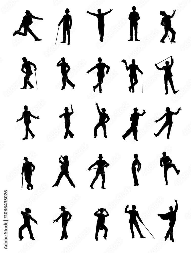 Collection of Dynamic Dance Silhouettes in Motion Collection of Dynamic Dance Silhouettes in Motion