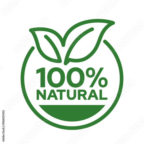 Set 100% Natural and organic Product Vector Icon Circle Sign. Healthy Food Emblem. Organic food Badge. photo