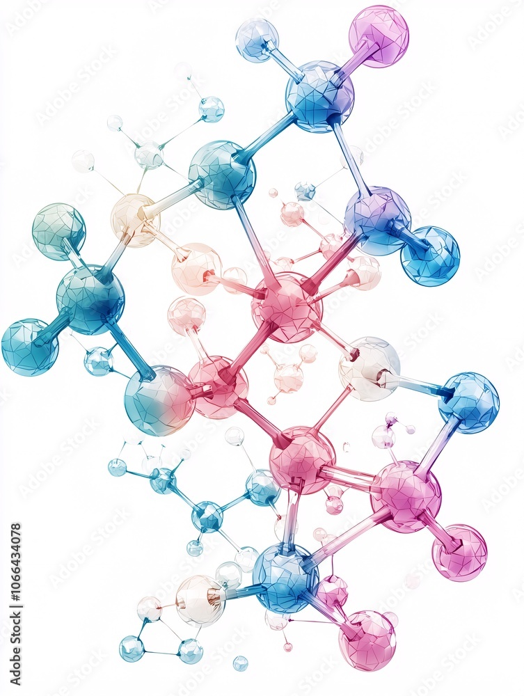 3D illustration of a cofactor molecule with intricate structure and chemical bonds, presented on a white background for educational purposes. 3D illustration of a cofactor molecule with intricate structure and chemical bonds, presented on a white background for educational purposes.