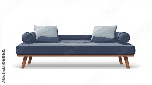 illustration of a modern daybed with plush cushions and sleek lines, isolated on a white background. photo