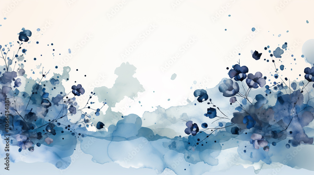 Earth Day banner or poster with trees and flowers. Background with blue elements Earth Day banner or poster with trees and flowers. Background with blue elements