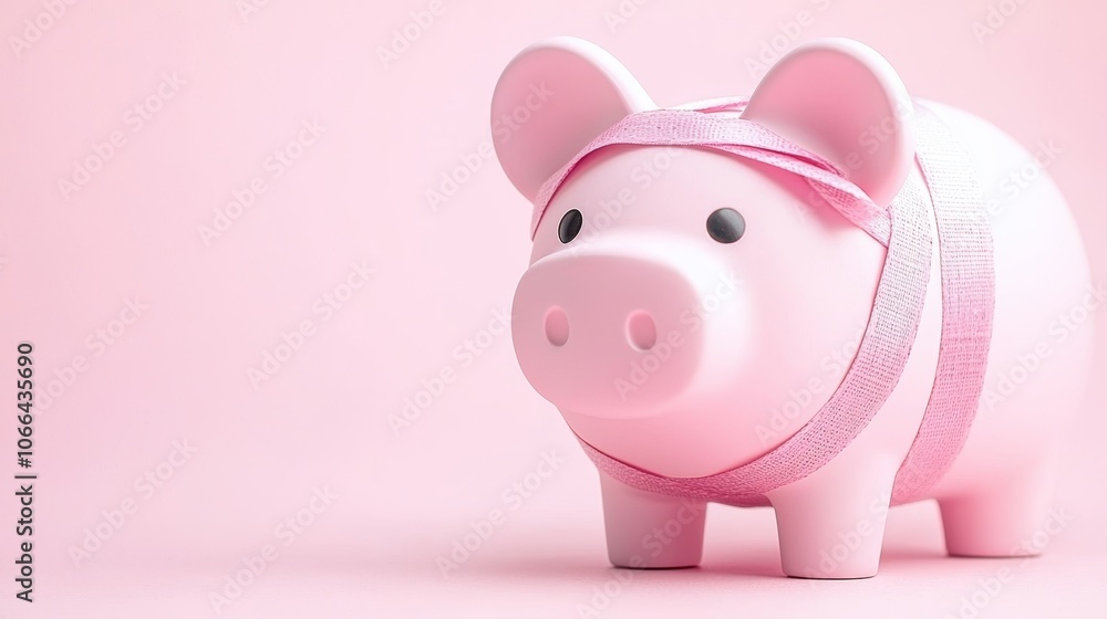 cost of capital investment concept. A cute, pink piggy bank wearing a headband, set against a soft pink background, symbolizing savings and fitness. cost of capital investment concept. A cute, pink piggy bank wearing a headband, set against a soft pink background, symbolizing savings and fitness.