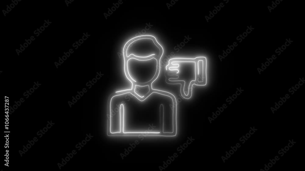 Glowing Dislike Icon and Symbol in HD Video Neon Animation on Black Background Glowing Dislike Icon and Symbol in HD Video Neon Animation on Black Background