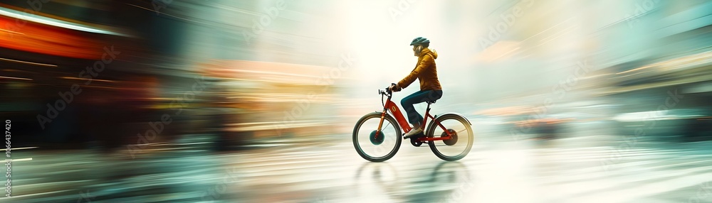 Soft Abstract Electric Bike Rider City Motion Blur, Modern Urban Mobility Fitness, Eco-Friendly Commuting, Contemporary Lifestyle Photography Stock Concept for E-Bike Ads and Promotions Soft Abstract Electric Bike Rider City Motion Blur, Modern Urban Mobility Fitness, Eco-Friendly Commuting, Contemporary Lifestyle Photography Stock Concept for E-Bike Ads and Promotions