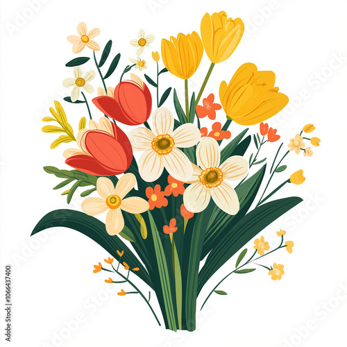 Six different color combinations of bouquets illustration suitable for various occasions