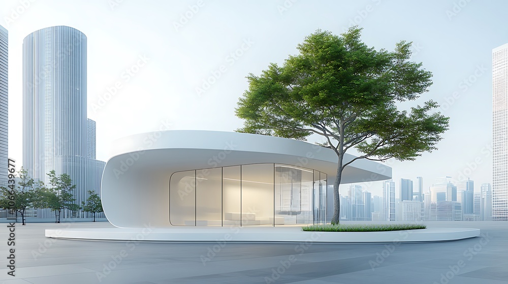 Fototapeta premium Modern architecture blends nature and urban landscape for innovative design inspiration
