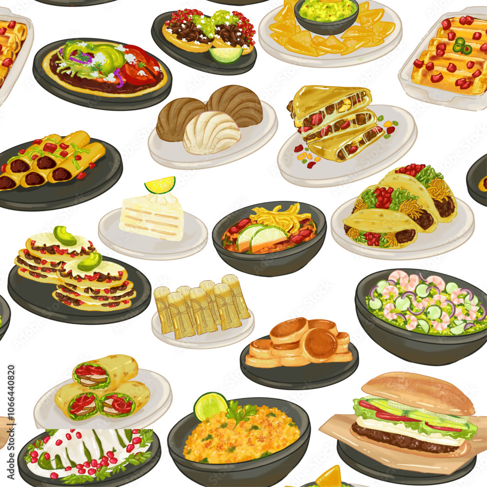 Mexico Traditional Cuisine Pattern Mexico Traditional Cuisine Pattern
