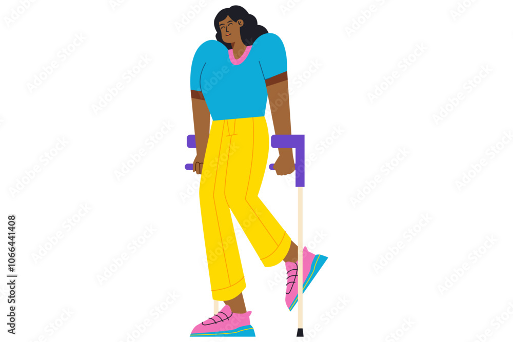 Fototapeta premium Man Walking with Crutches