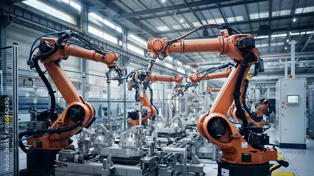 AI-controlled robotic solutions revolutionize industrial production, providing flexible and efficient automation. Robotics enable rapid adaptation to changing manufacturing demands. AI usage concept AI-controlled robotic solutions revolutionize industrial production, providing flexible and efficient automation. Robotics enable rapid adaptation to changing manufacturing demands. AI usage concept