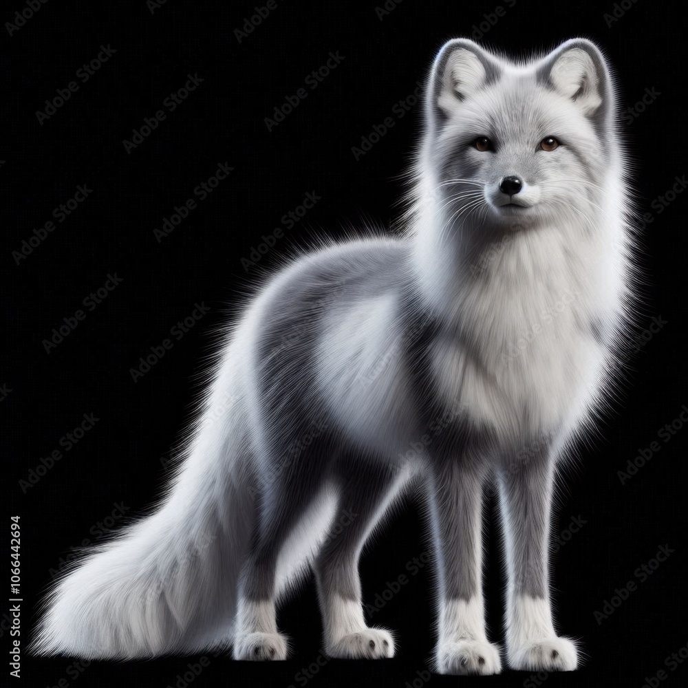 Arctic Fox is isolated on a Black background 1 Arctic Fox is isolated on a Black background 1
