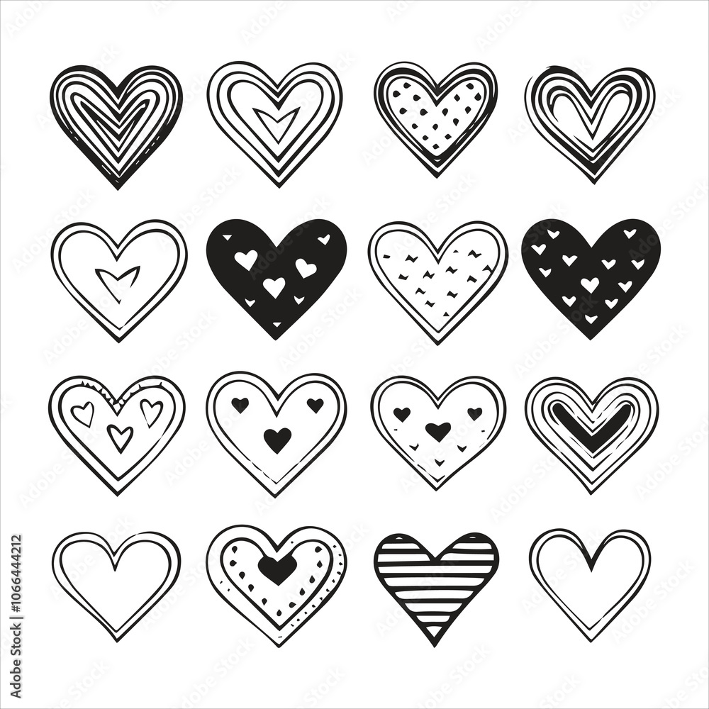 Doodle sketch style of hearts icon vector illustration for concept design Doodle sketch style of hearts icon vector illustration for concept design