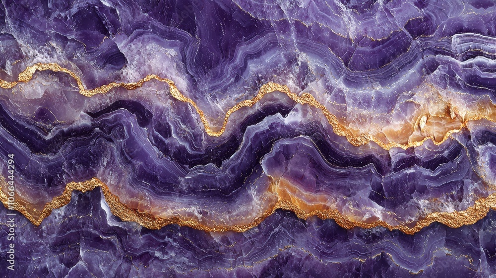 Fototapeta premium Elegant Purple and Gold Abstract Marble Pattern