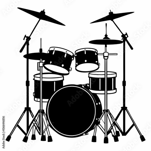 drum kit silhouette vector illustration