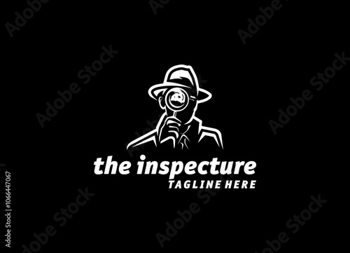 Inspecture in Black Hat Saw Logo Design Silhoutte Logo 