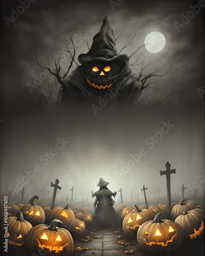 Halloween background with pumpkin. photo