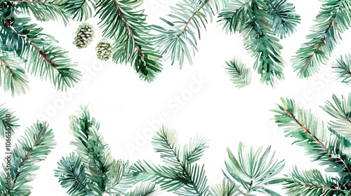 Christmas Fir Branches Frame Set - Xmas Border for Holiday