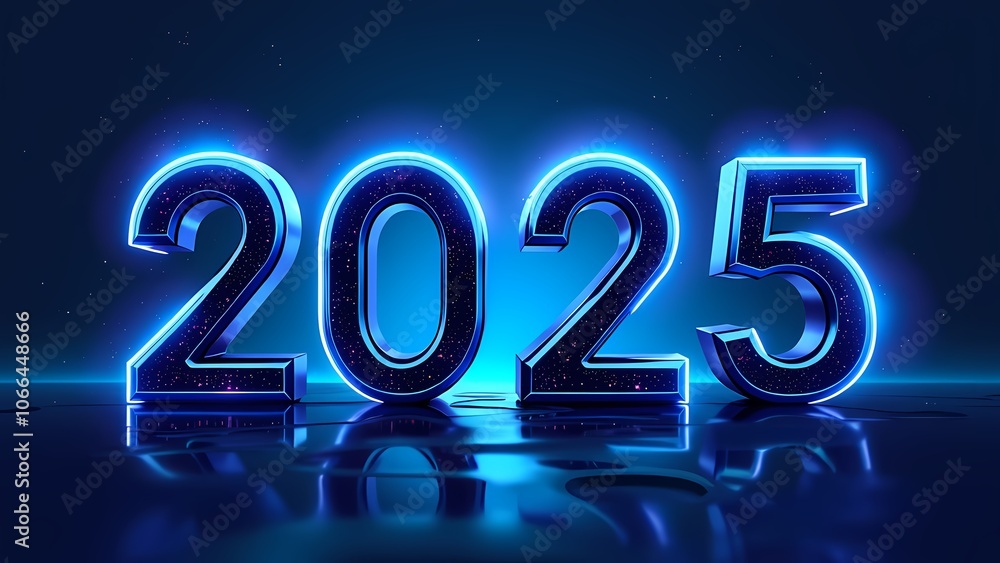 Neon glowing numbers 2025 cosmic pop art sticker 3D text effect Neon glowing numbers 2025 cosmic pop art sticker 3D text effect