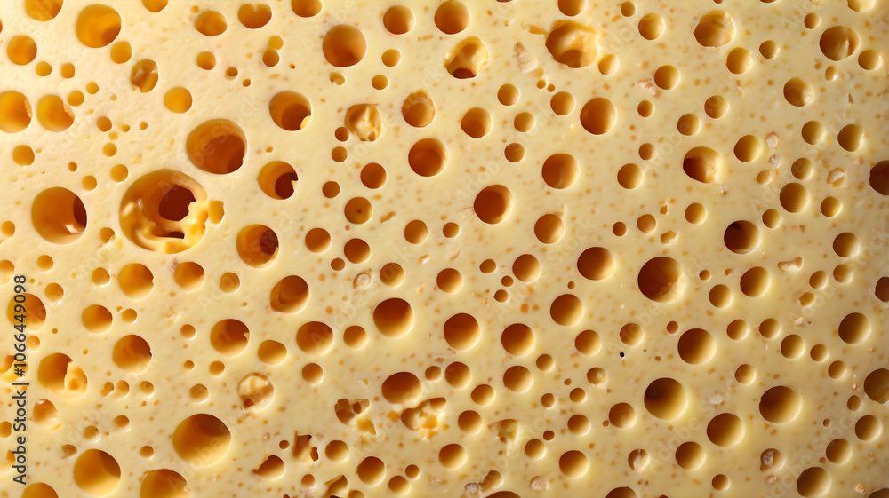 Detailed close-up image of Swiss cheese highlighting its iconic holes. The texture and patterns emphasize the cheese's natural and artisanal qualities. Detailed close-up image of Swiss cheese highlighting its iconic holes. The texture and patterns emphasize the cheese's natural and artisanal qualities.