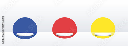 Free Download red blue realistic 3d background with cylinder podium. Black, red, white glowing light semi circles layers scene. Abstract minimal scene mockup products display, Stage showcase. Vector geometric forms - GFXLoad