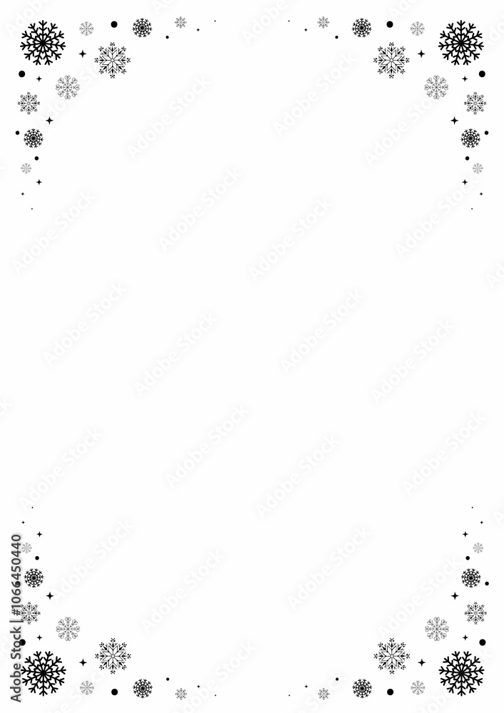 Obraz premium Christmas frame with festive decorations like holly, snowflakes, ornaments, and pine branches, perfect for holiday cards and invitations. Bright, cheerful, red and green theme, ideal for seasonal cele