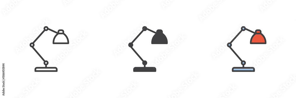 Table lamp different style icon set