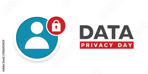 Data Privacy Day. People and padlock. Great for cards, banners, posters, social media and more. White background.
