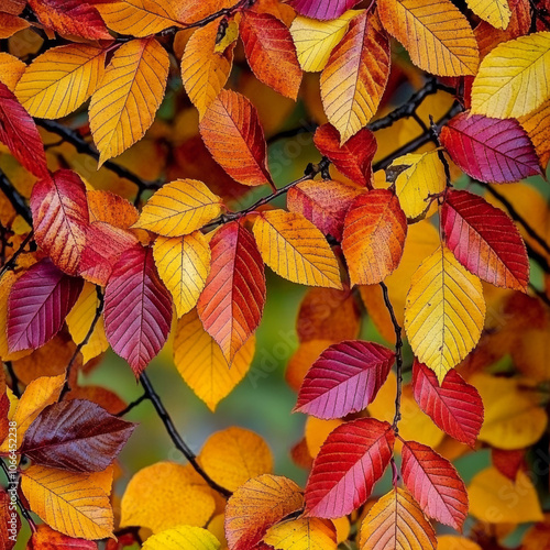 The leaves of the tree were vibrant shades of red, orange, and yellow in the fall.