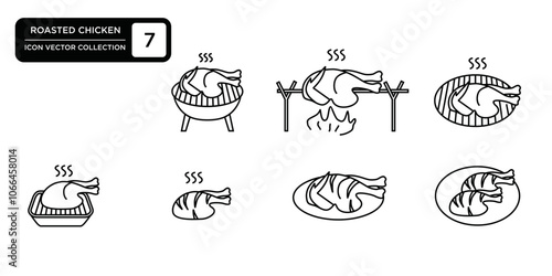 Roasted chicken icon collection, editable and resizable vector icon templates.